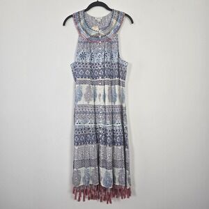 Sundance Leyna Dress Womens L Embroidered Tassel Boho‎ Festival Artisan Coastal